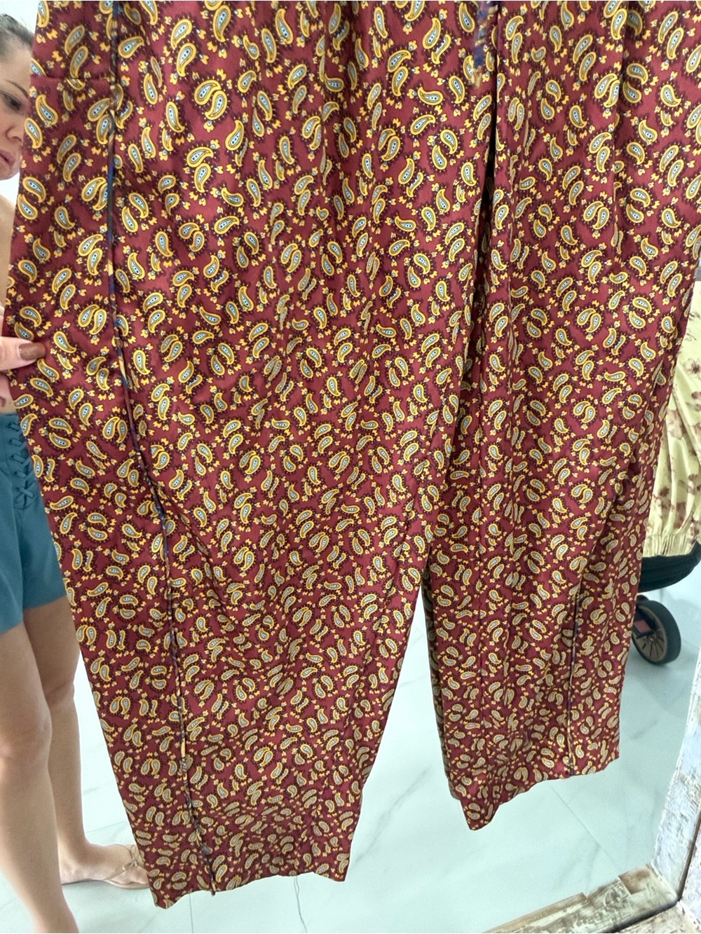 ZARA Burgundy Paisley Wide-Leg Trousers – Boho Chic – XS - Picture 6 of 10